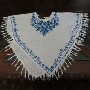 Poncho top with armholes - embellished